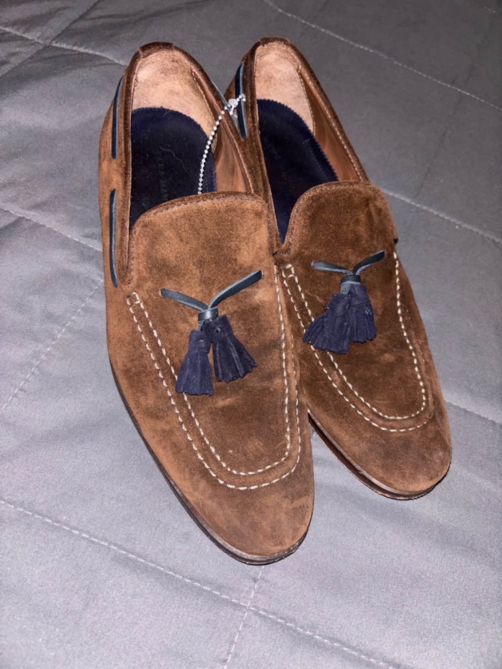 in good condition Zara  men’s Brown Suede Tassel Loafers w/Navy Accents sz40(7)